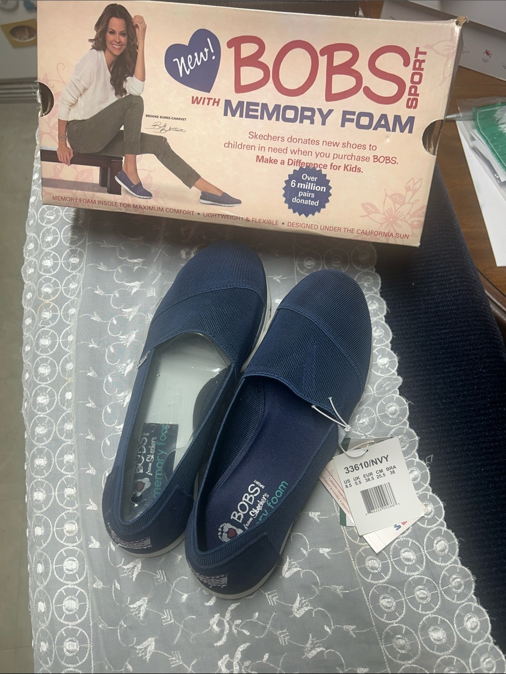 Women's Navy Memory Foam Slip-On Shoes